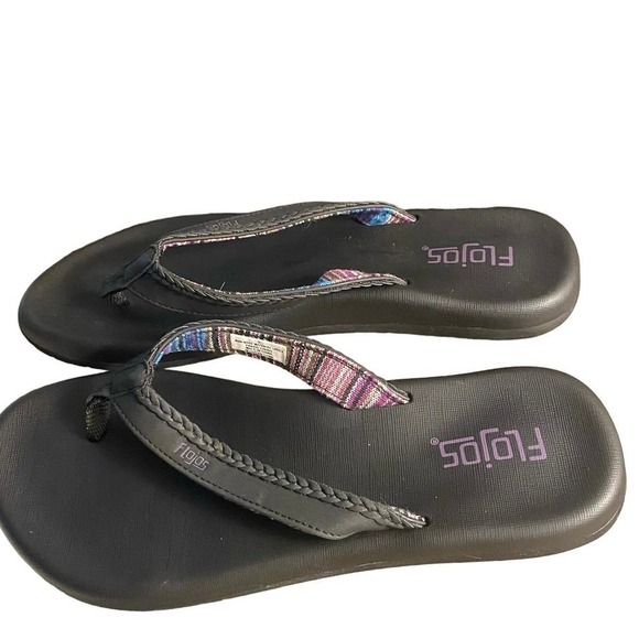 FLOJOS "Maddy" Women’s Flip Flop Sandals, Size 9,  Fabric Black/Lavender Lining - Picture 8 of 8